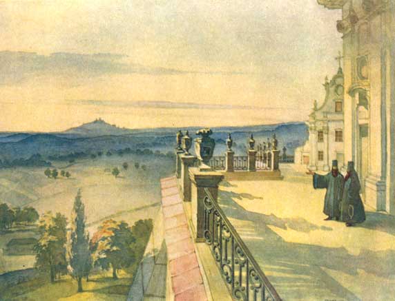 Вид на околиці з тераси Почаївської Лаври. Акварель. ( 1846)
