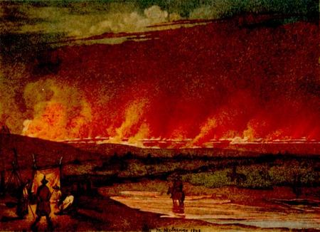 Пожежа в степу. 1848. Папір, акварель.