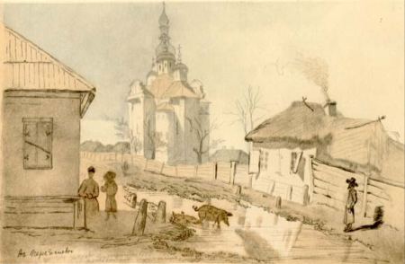 Церква Покрови в Переяславі. 1845. Акварель.
